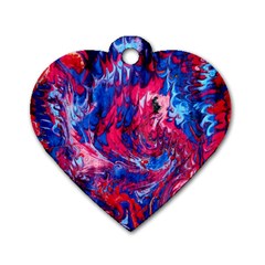 Painted Feathers Dog Tag Heart (one Side) by kaleidomarblingart