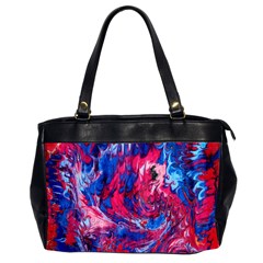 Painted Feathers Oversize Office Handbag (2 Sides) by kaleidomarblingart