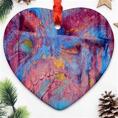 Abstract Marbling Art Print Ornament (heart) by kaleidomarblingart