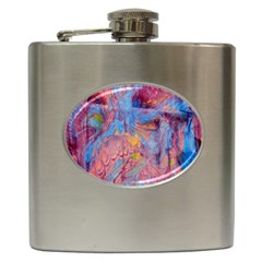 Abstract Marbling Art Print Hip Flask (6 Oz) by kaleidomarblingart