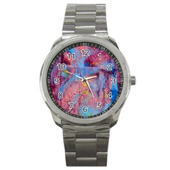 Abstract Marbling Art Print Sport Metal Watch by kaleidomarblingart