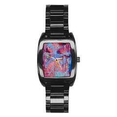 Abstract Marbling Art Print Stainless Steel Barrel Watch by kaleidomarblingart