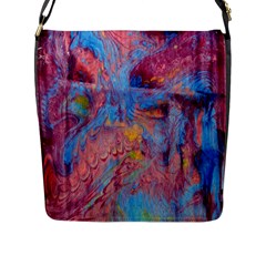 Abstract Marbling Art Print Flap Closure Messenger Bag (l) by kaleidomarblingart