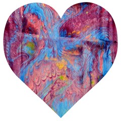 Abstract Marbling Art Print Wooden Puzzle Heart by kaleidomarblingart