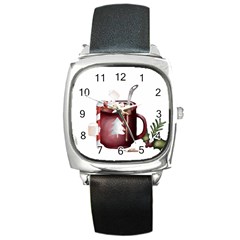 Christmas Joy Square Metal Watch by Blueketchupshop