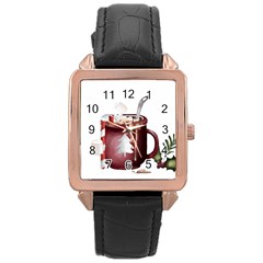 Christmas Joy Rose Gold Leather Watch  by Blueketchupshop