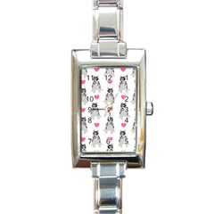 Little Husky With Hearts Rectangle Italian Charm Watch by SychEva