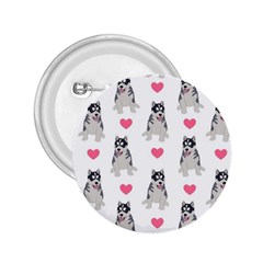 Little Husky With Hearts 2 25  Buttons by SychEva