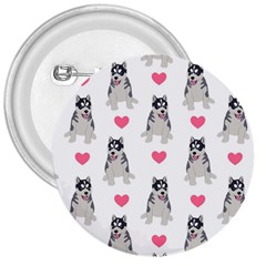 Little Husky With Hearts 3  Buttons by SychEva