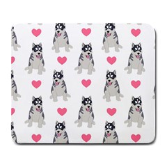 Little Husky With Hearts Large Mousepads by SychEva