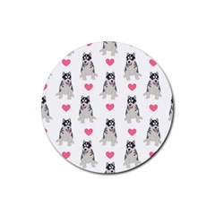 Little Husky With Hearts Rubber Round Coaster (4 Pack) by SychEva