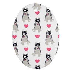 Little Husky With Hearts Oval Ornament (two Sides) by SychEva