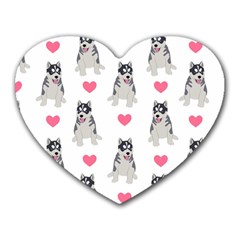 Little Husky With Hearts Heart Mousepads by SychEva