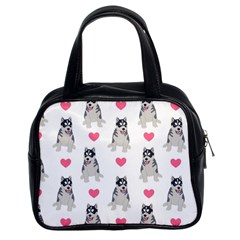 Little Husky With Hearts Classic Handbag (two Sides) by SychEva