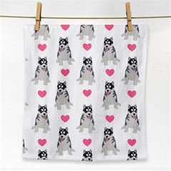 Little Husky With Hearts Face Towel by SychEva