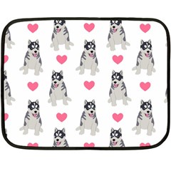 Little Husky With Hearts Fleece Blanket (mini) by SychEva