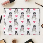 Little Husky With Hearts Cosmetic Bag (XL) Back