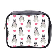 Little Husky With Hearts Mini Toiletries Bag (two Sides) by SychEva