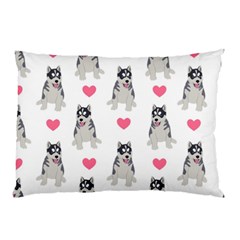 Little Husky With Hearts Pillow Case (two Sides) by SychEva