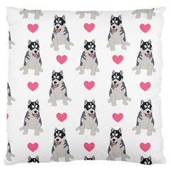 Little Husky With Hearts Large Cushion Case (one Side) by SychEva