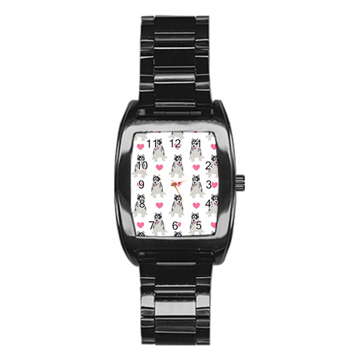 Little Husky With Hearts Stainless Steel Barrel Watch