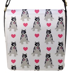 Little Husky With Hearts Flap Closure Messenger Bag (s) by SychEva