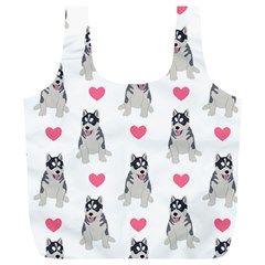 Little Husky With Hearts Full Print Recycle Bag (xl) by SychEva