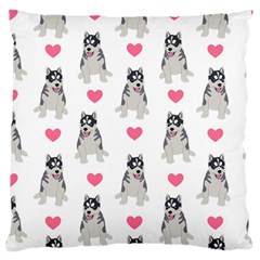 Little Husky With Hearts Large Flano Cushion Case (two Sides) by SychEva