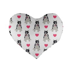 Little Husky With Hearts Standard 16  Premium Flano Heart Shape Cushions by SychEva