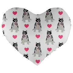 Little Husky With Hearts Large 19  Premium Flano Heart Shape Cushions by SychEva