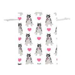 Little Husky With Hearts Lightweight Drawstring Pouch (s) by SychEva