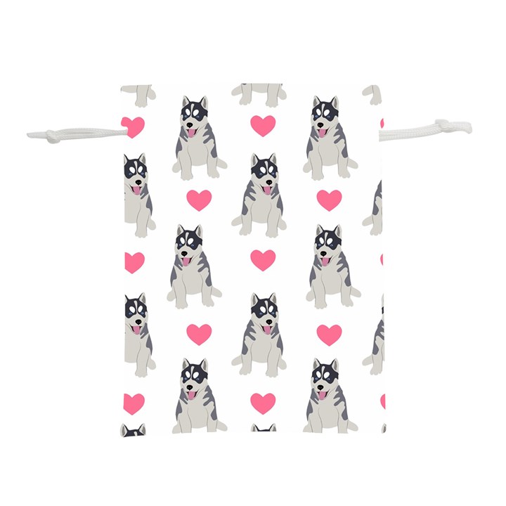 Little Husky With Hearts Lightweight Drawstring Pouch (M)