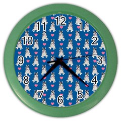 Little Husky With Hearts Color Wall Clock by SychEva