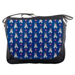 Little Husky With Hearts Messenger Bag by SychEva