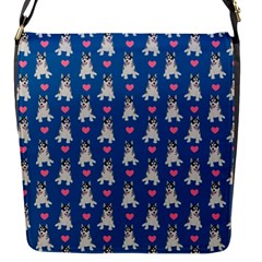 Little Husky With Hearts Flap Closure Messenger Bag (s) by SychEva