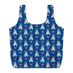 Little Husky With Hearts Full Print Recycle Bag (l) by SychEva