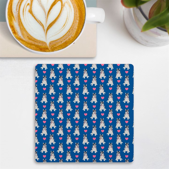 Little Husky With Hearts UV Print Square Tile Coaster 