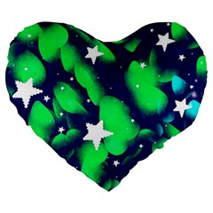 Space Odyssey  Large 19  Premium Flano Heart Shape Cushions