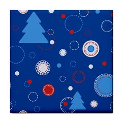 Christmas Pattern Tree Design Tile Coaster