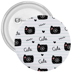 Cute Cameras Doodles Hand Drawn 3  Buttons by Sapixe