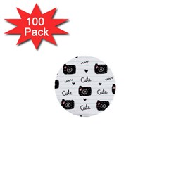 Cute Cameras Doodles Hand Drawn 1  Mini Buttons (100 Pack)  by Sapixe