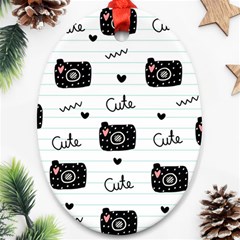 Cute Cameras Doodles Hand Drawn Oval Ornament (two Sides)