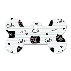 Cute Cameras Doodles Hand Drawn Dog Tag Bone (two Sides) by Sapixe