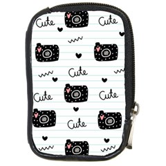 Cute Cameras Doodles Hand Drawn Compact Camera Leather Case by Sapixe