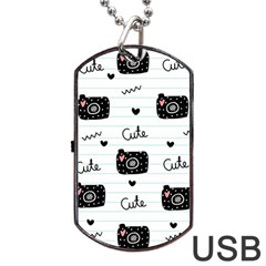 Cute Cameras Doodles Hand Drawn Dog Tag Usb Flash (two Sides) by Sapixe