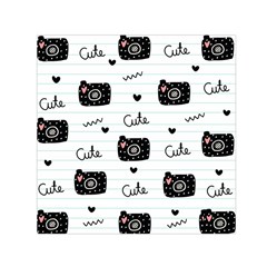 Cute Cameras Doodles Hand Drawn Small Satin Scarf (square) by Sapixe