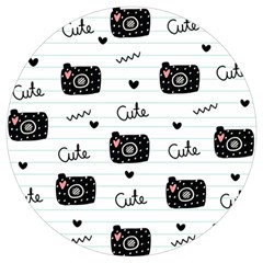 Cute Cameras Doodles Hand Drawn Round Trivet