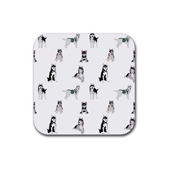 Husky Dogs Rubber Coaster (square) by SychEva