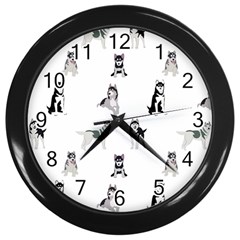 Husky Dogs Wall Clock (black) by SychEva