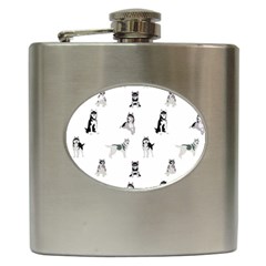 Husky Dogs Hip Flask (6 Oz) by SychEva